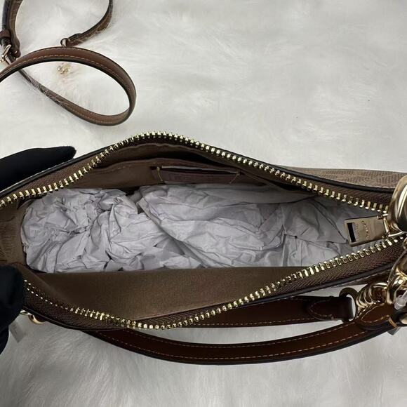 Coach Teri Shoulder Crossbody Bag In Signature Canvas/Tan/Brown CV933 NWT - Picture 6 of 10